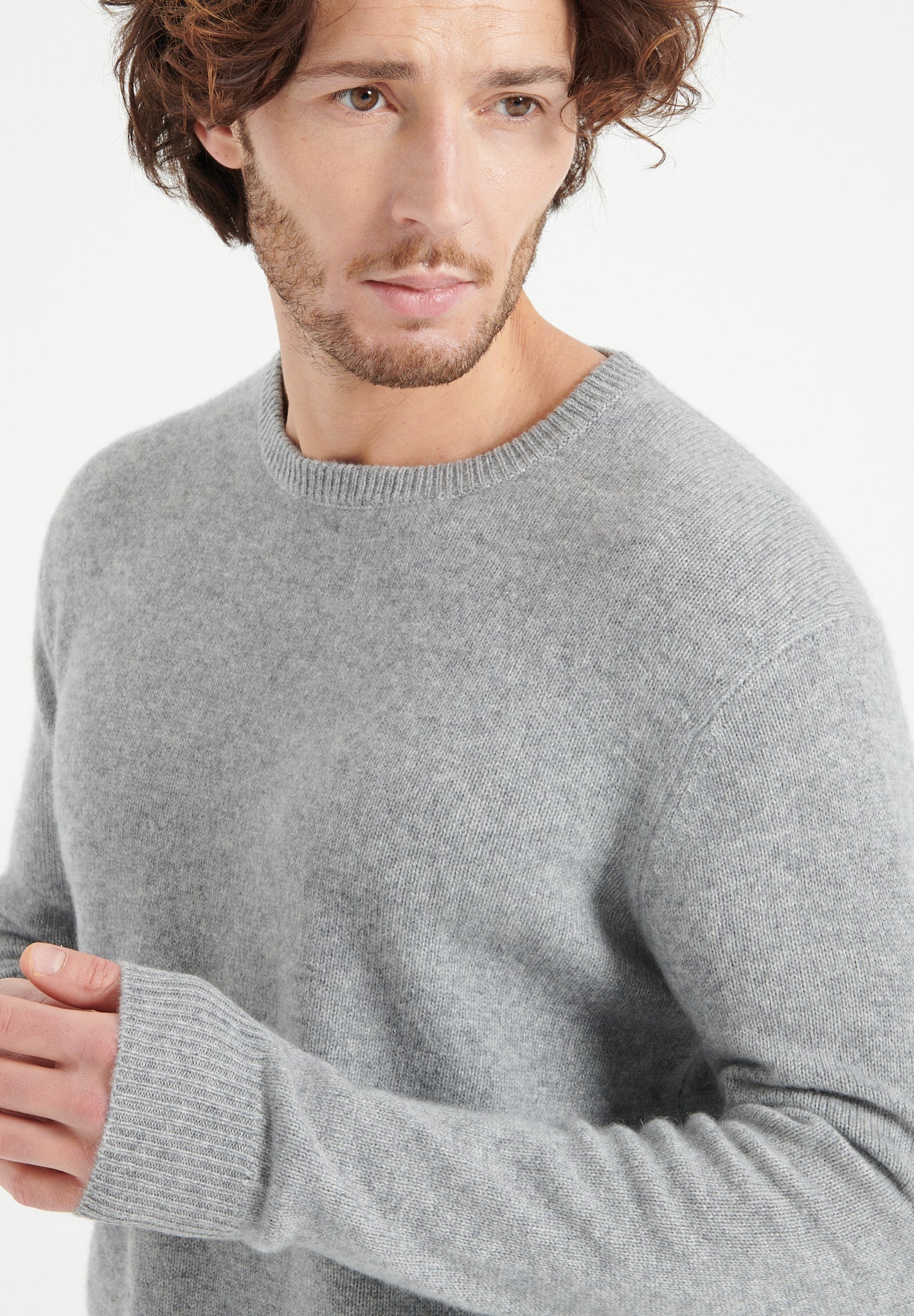 Pull en maille Col rond Manches longues Gris Clair
