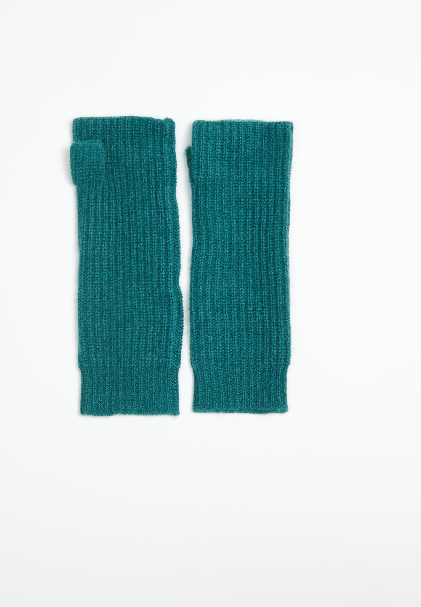 UNI 8 English rib knitted mittens in 4-thread cashmere dark green