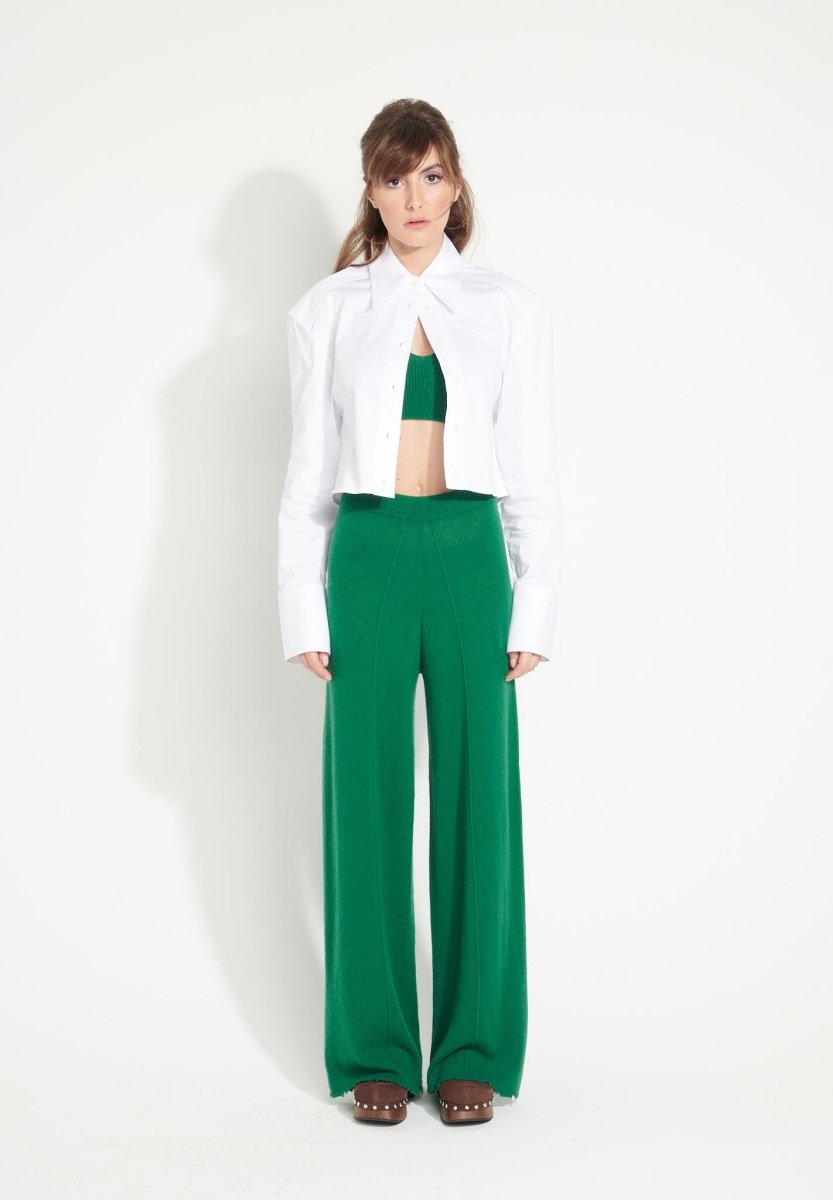 AVA 15 Pantalon en cachemire déjaugé à finitions ciselées vert émeraude - Studio cashmere8