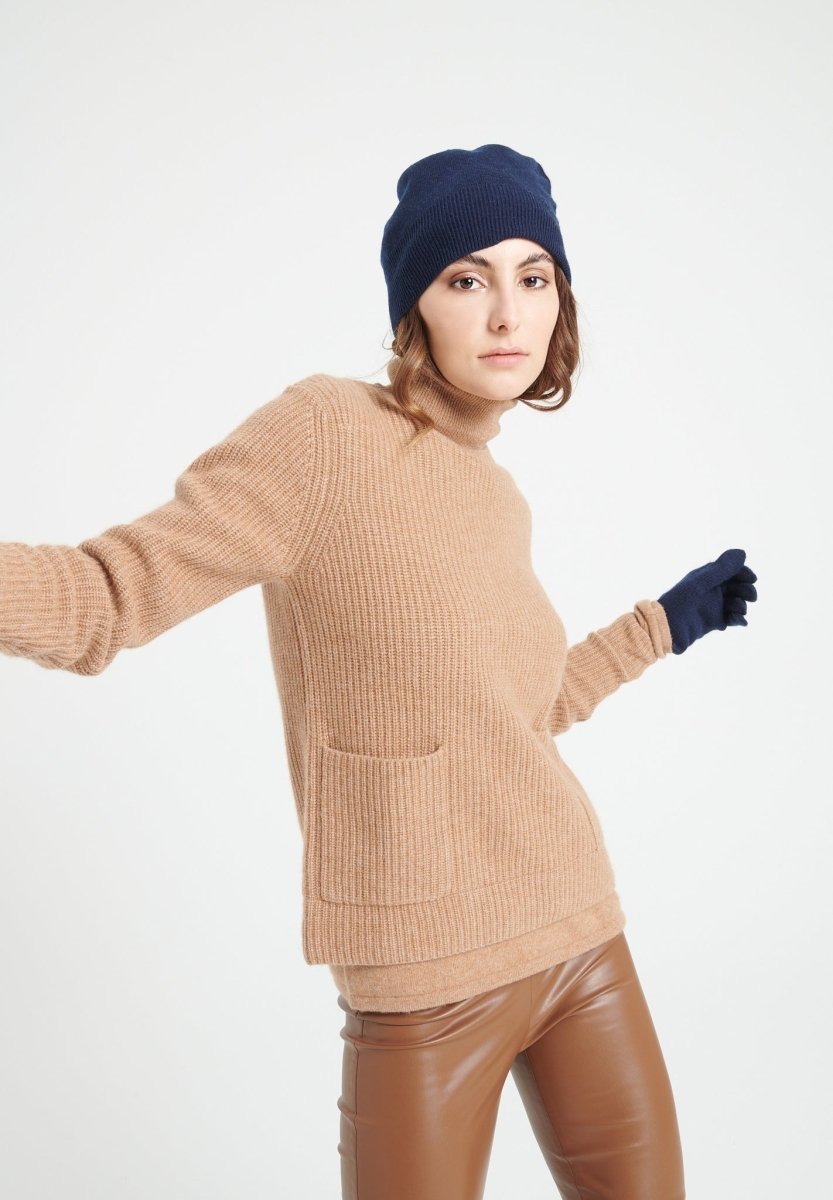 Bonnet en cachemire bleu marine - Studio cashmere8