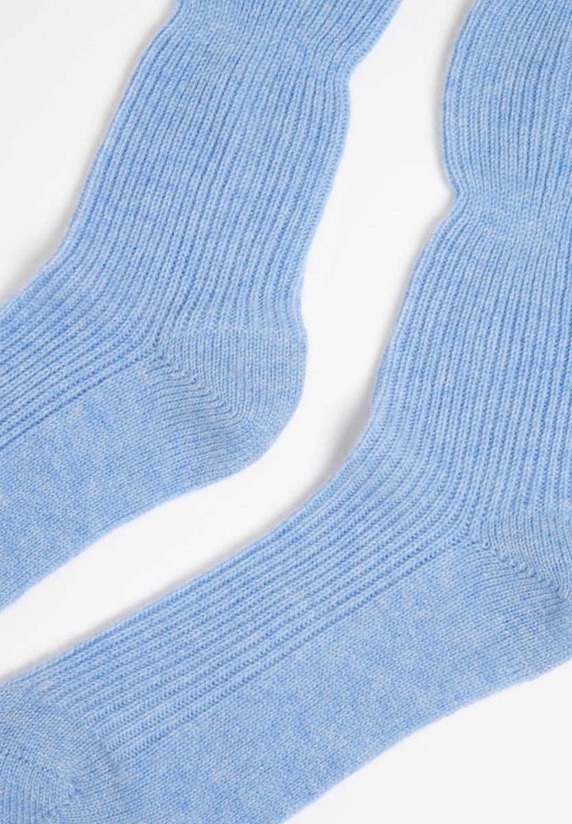 Chaussettes côtelées 4 fils bleu ciel - Studio cashmere8