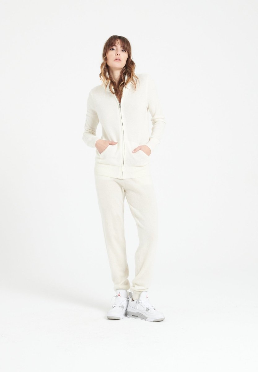 LILLY 11 Pantalon de survêtement en cachemire blanc écru - Studio cashmere8