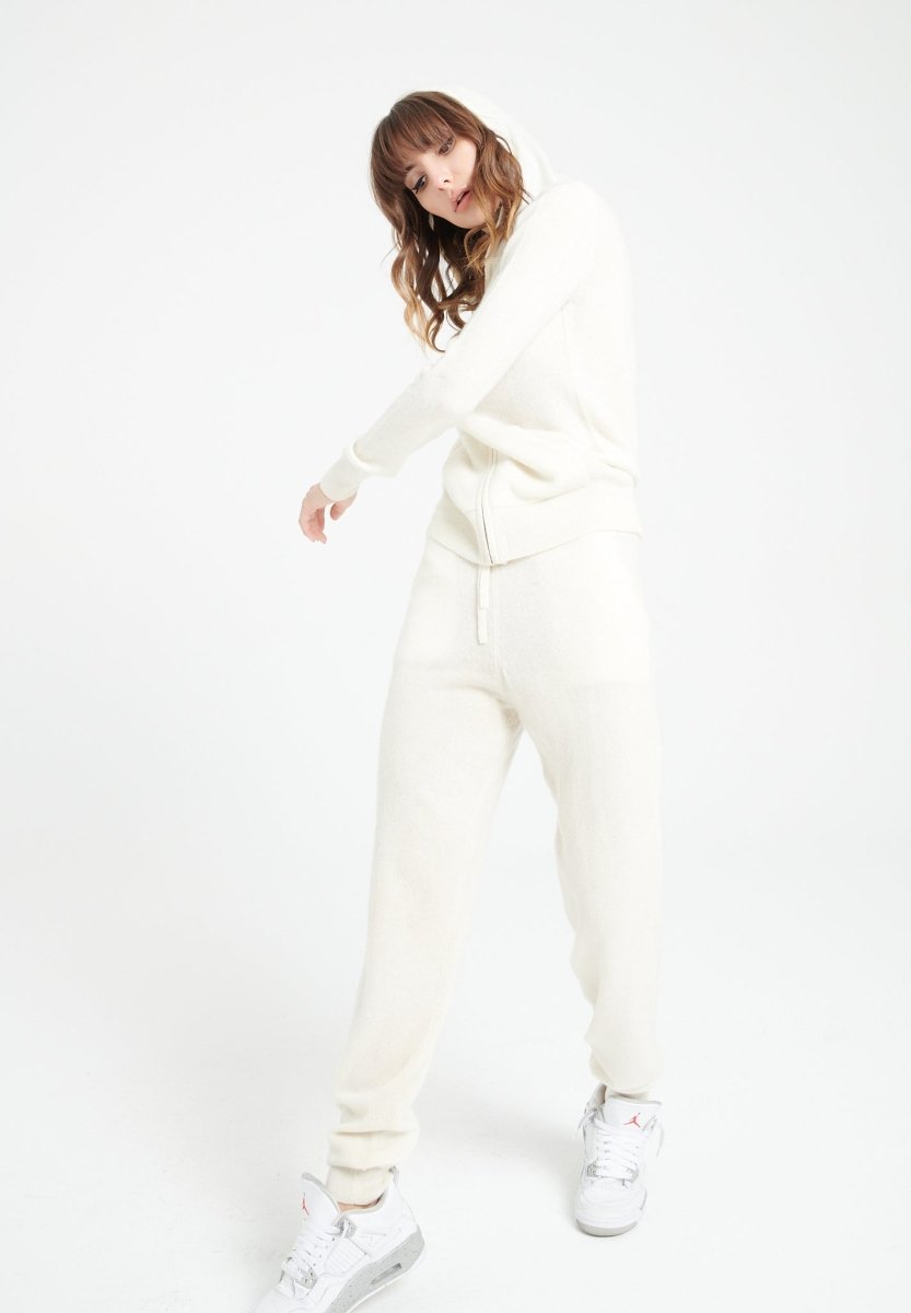 LILLY 11 Pantalon de survêtement en cachemire blanc écru - Studio cashmere8