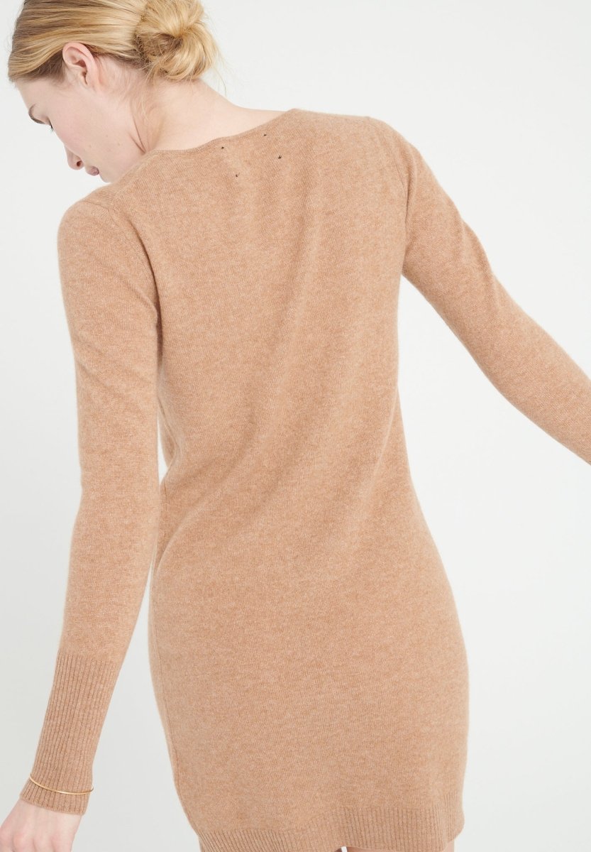 LILLY 12 Robe col rond en cachemire camel - Studio cashmere8