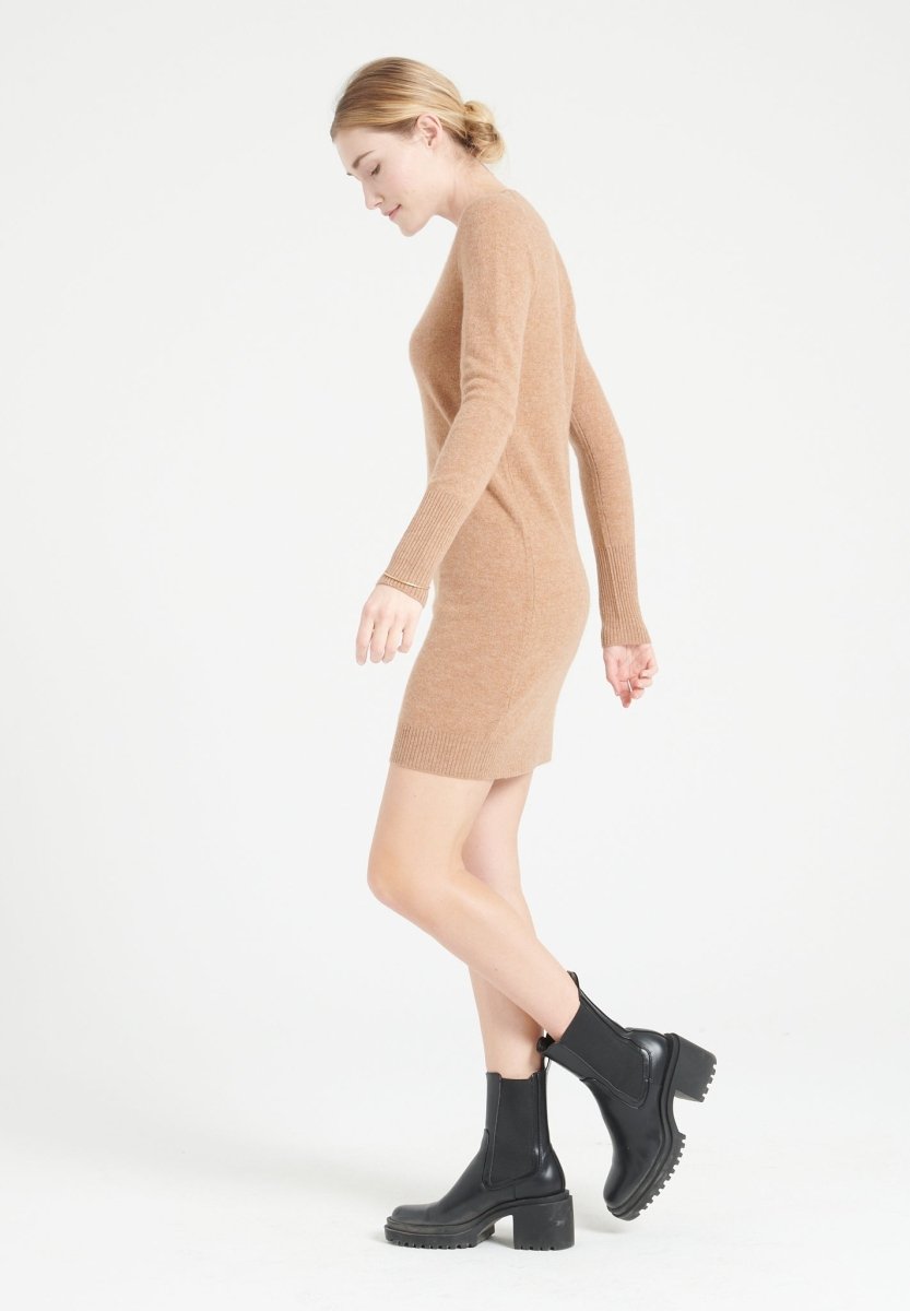 LILLY 12 Robe col rond en cachemire camel - Studio cashmere8