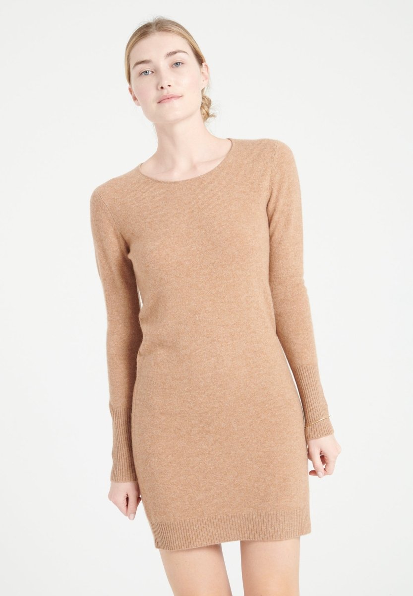 LILLY 12 Robe col rond en cachemire camel - Studio cashmere8