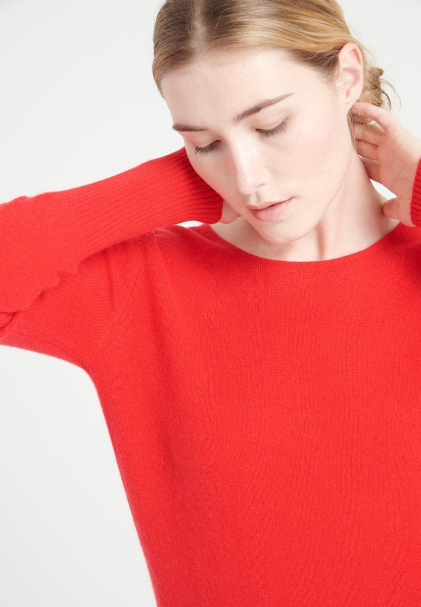 LILLY 12 Robe col rond en cachemire rouge - Studio cashmere8