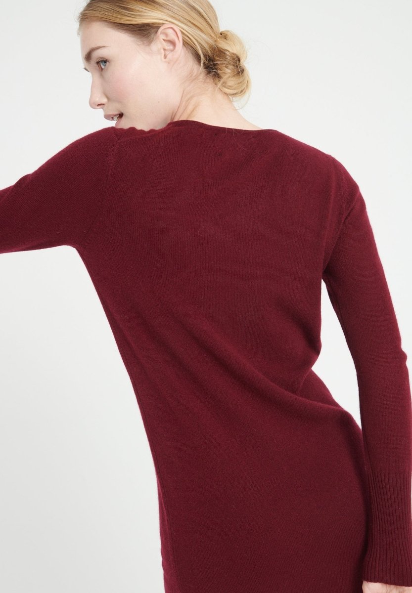 LILLY 12 Robe col rond en cachemire rouge bordeaux - Studio cashmere8