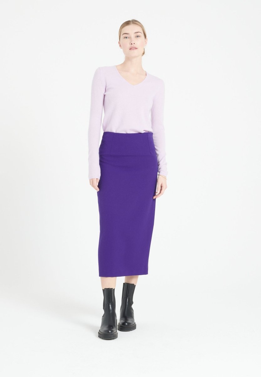 LILLY 2 Pull col V en cachemire lilas - Studio cashmere8