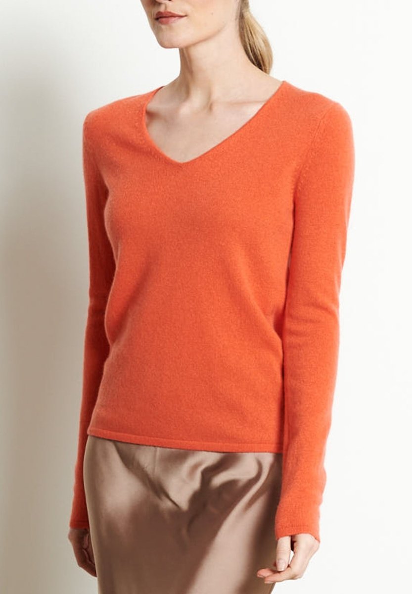 LILLY 2 Pull col V en cachemire mandarine - Studio cashmere8