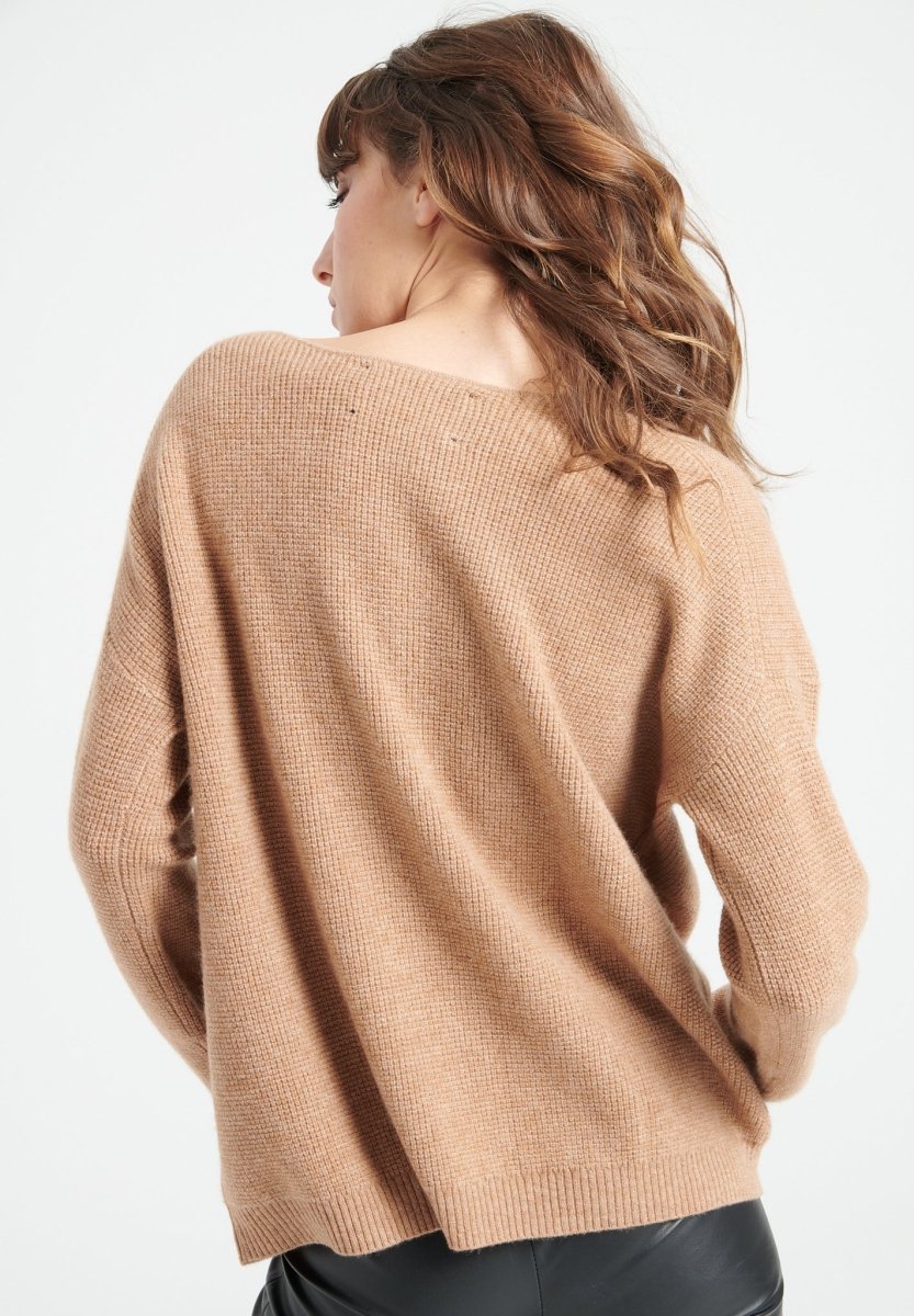 LILLY 25 Pull col rond en cachemire camel - Studio cashmere8