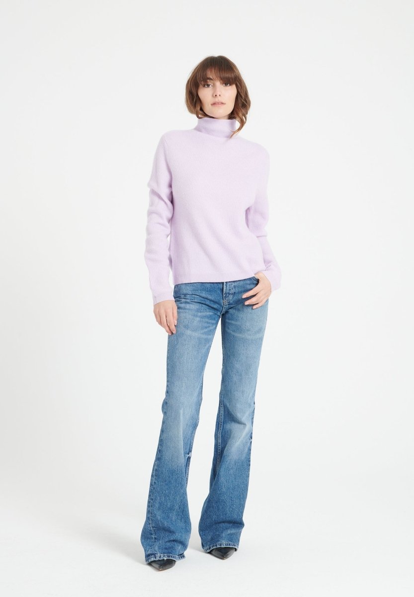 LILLY 26 Pull col roulé en cachemire lilas - Studio cashmere8