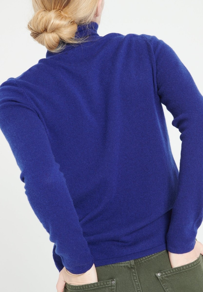 LILLY 3 Pull col roulé en cachemire bleu nuit - Studio cashmere8