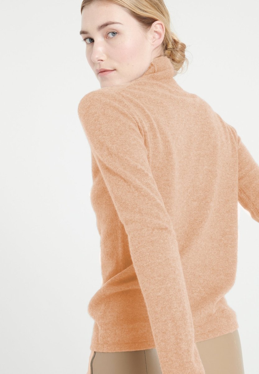 LILLY 3 Pull col roulé en cachemire camel clair - Studio cashmere8