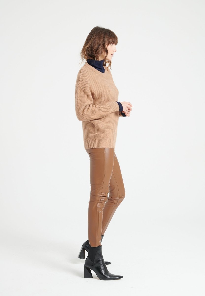 LILLY 30 Pull col rond en cachemire 4 fils camel - Studio cashmere8