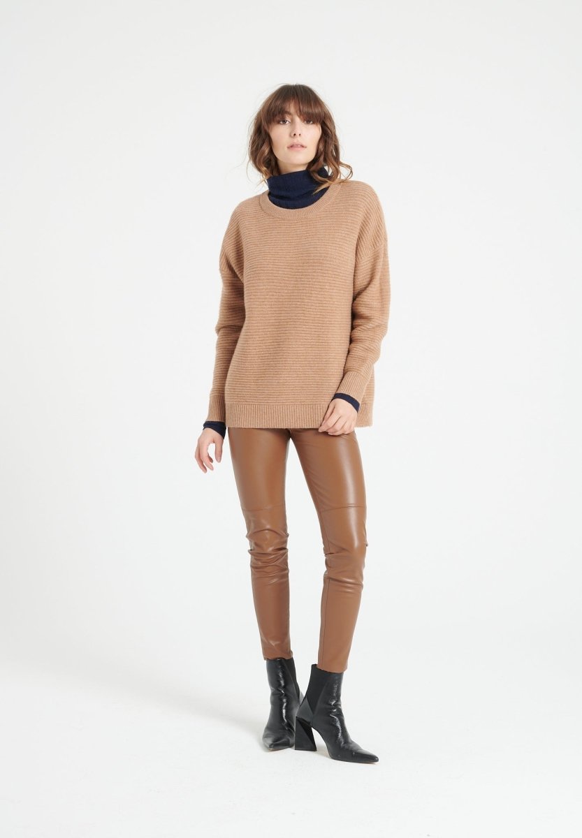 LILLY 30 Pull col rond en cachemire 4 fils camel - Studio cashmere8