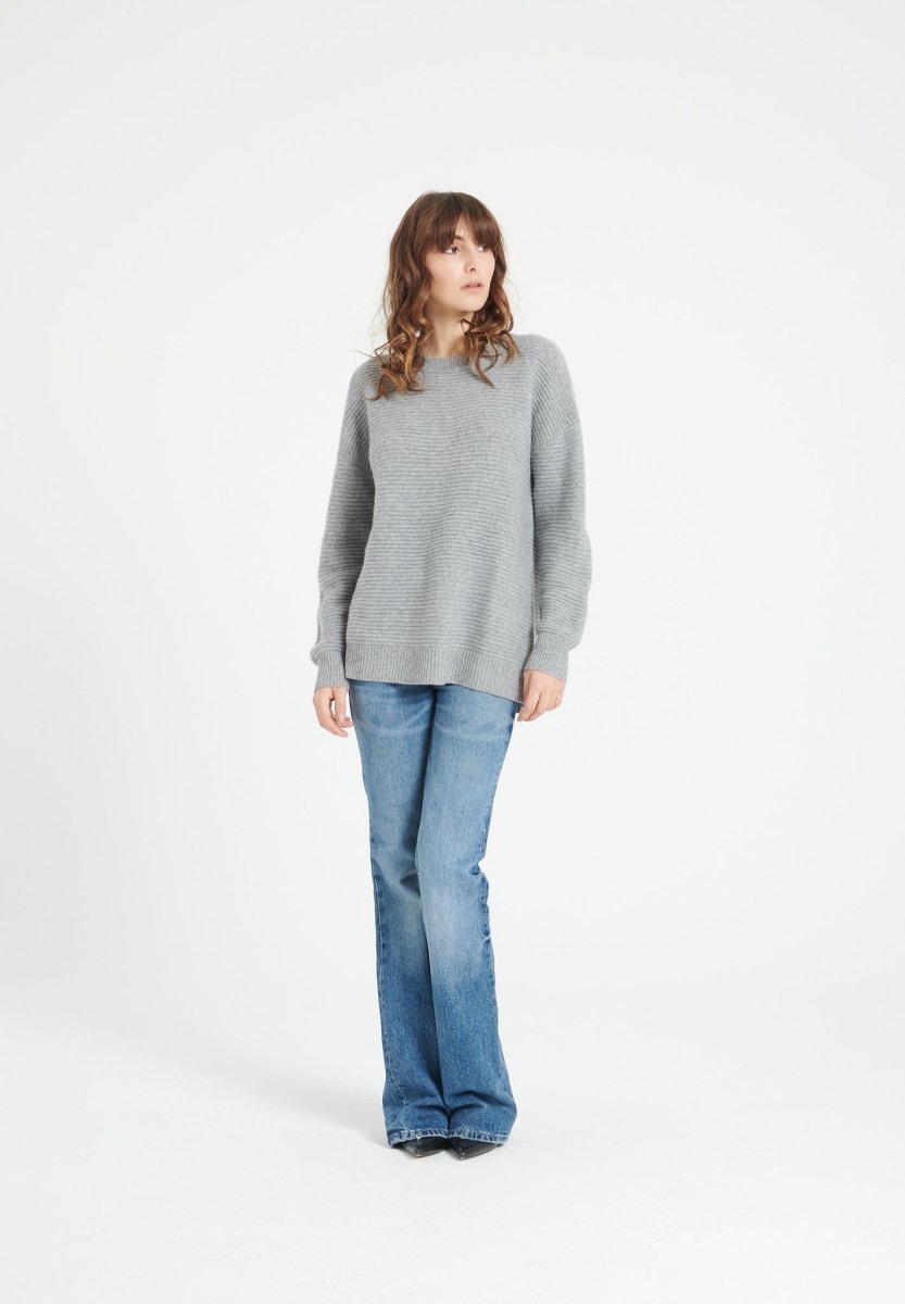 LILLY 30 Pull col rond en cachemire 4 fils gris clair - Studio cashmere8