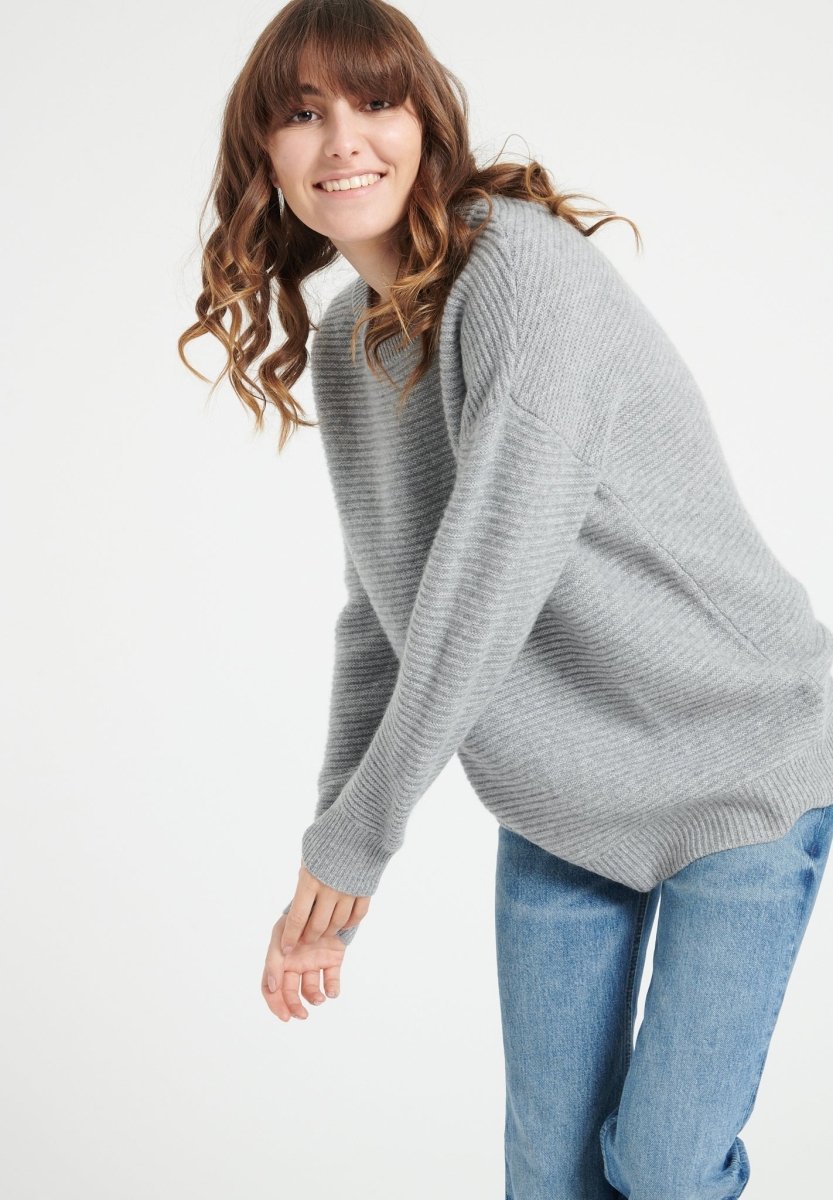 LILLY 30 Pull col rond en cachemire 4 fils gris clair - Studio cashmere8