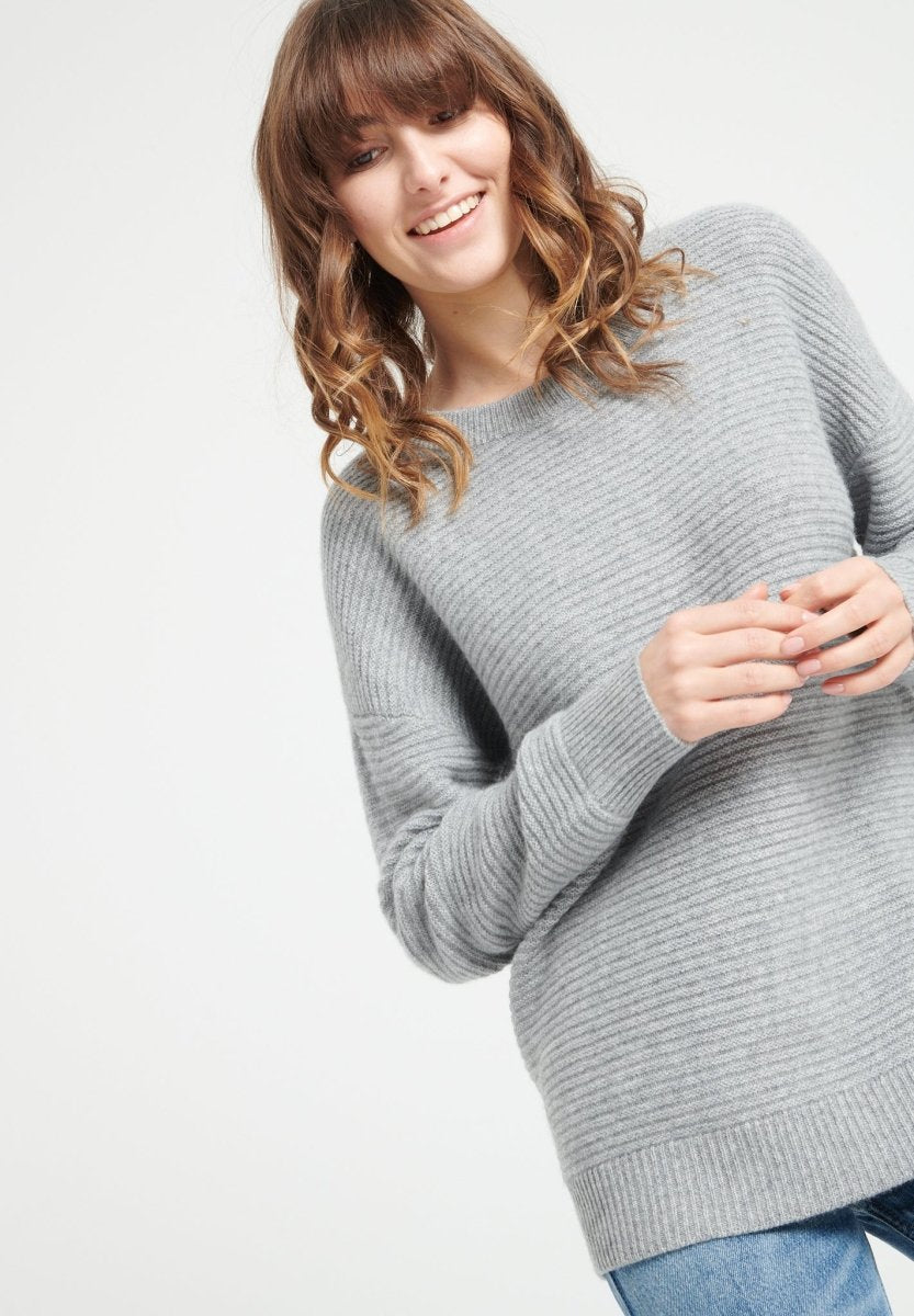 LILLY 30 Pull col rond en cachemire 4 fils gris clair - Studio cashmere8