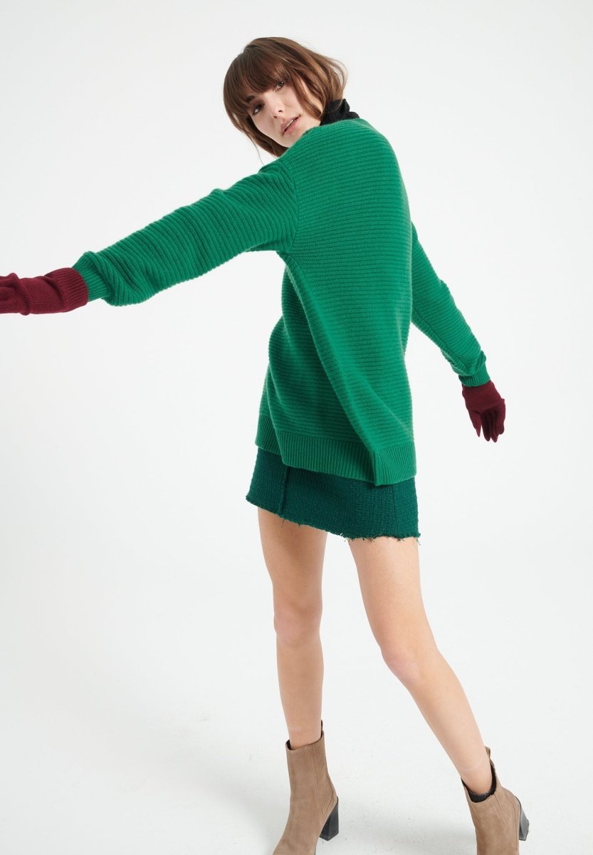 LILLY 30 Pull col rond en cachemire 4 fils vert émeraude - Studio cashmere8