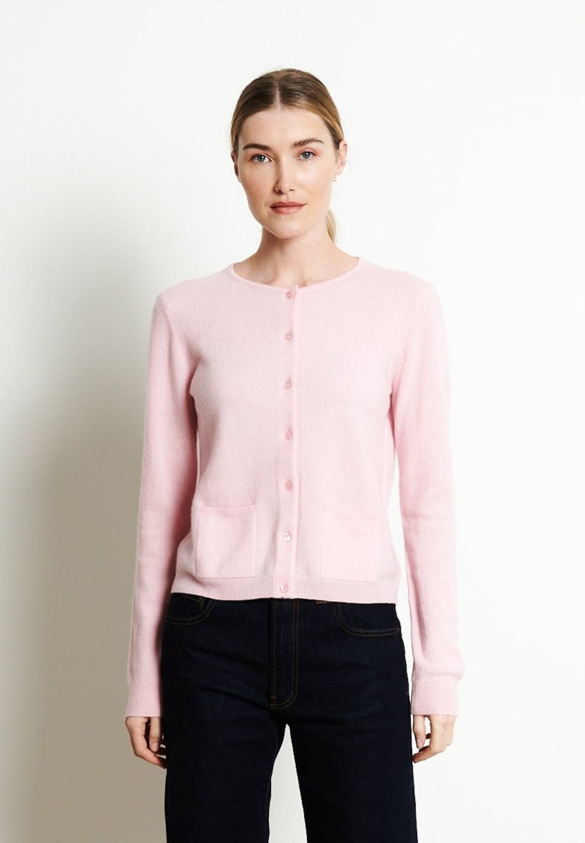 LILLY 4 Cardigan col rond en cachemire cintré rose baby - Studio cashmere8