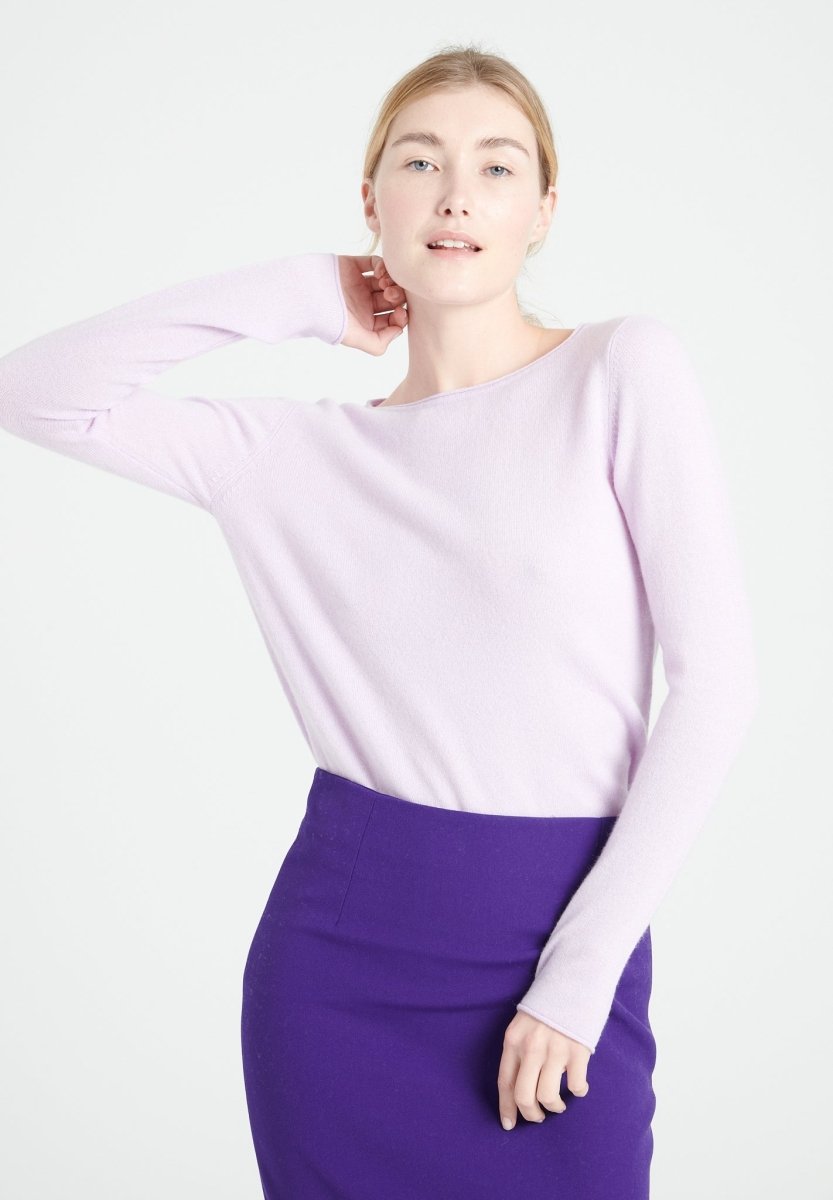 LILLY 5 Pull col bateau en cachemire lilas - Studio cashmere8