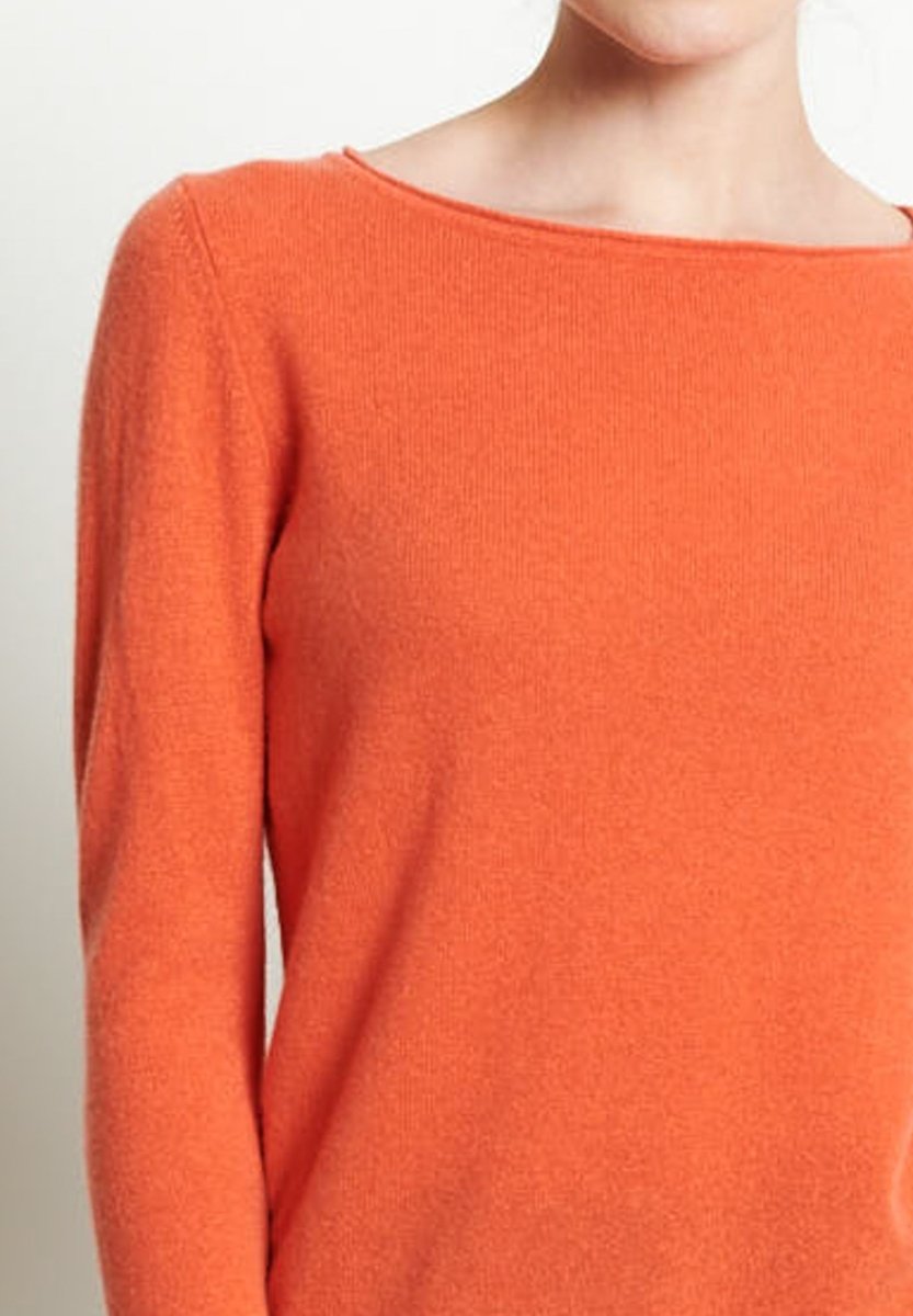 LILLY 5 Pull col bateau en cachemire mandarine - Studio cashmere8