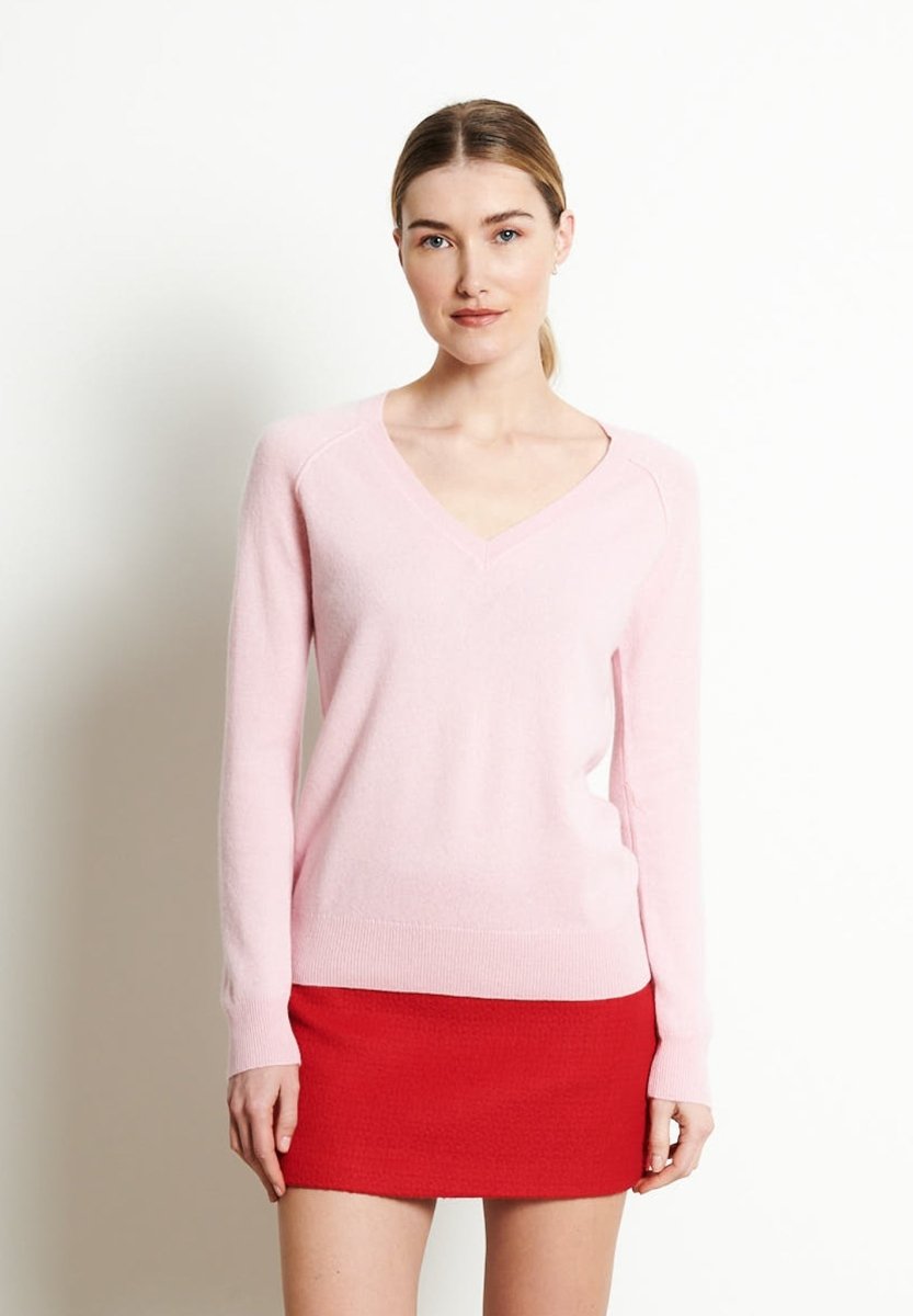 LILLY 6 Pull col V en cachemire ample rose baby - Studio cashmere8