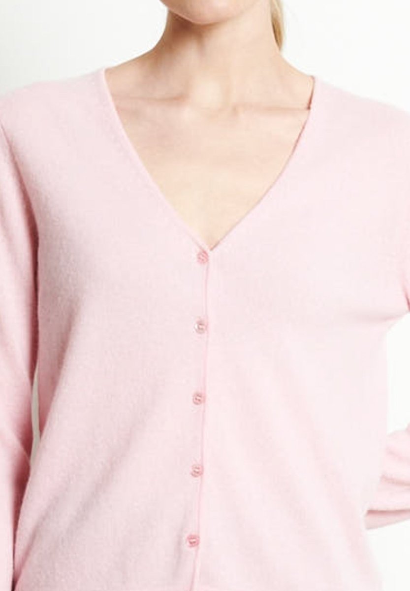 LILLY 7 Cardigan col V en cachemire cintré rose baby - Studio cashmere8