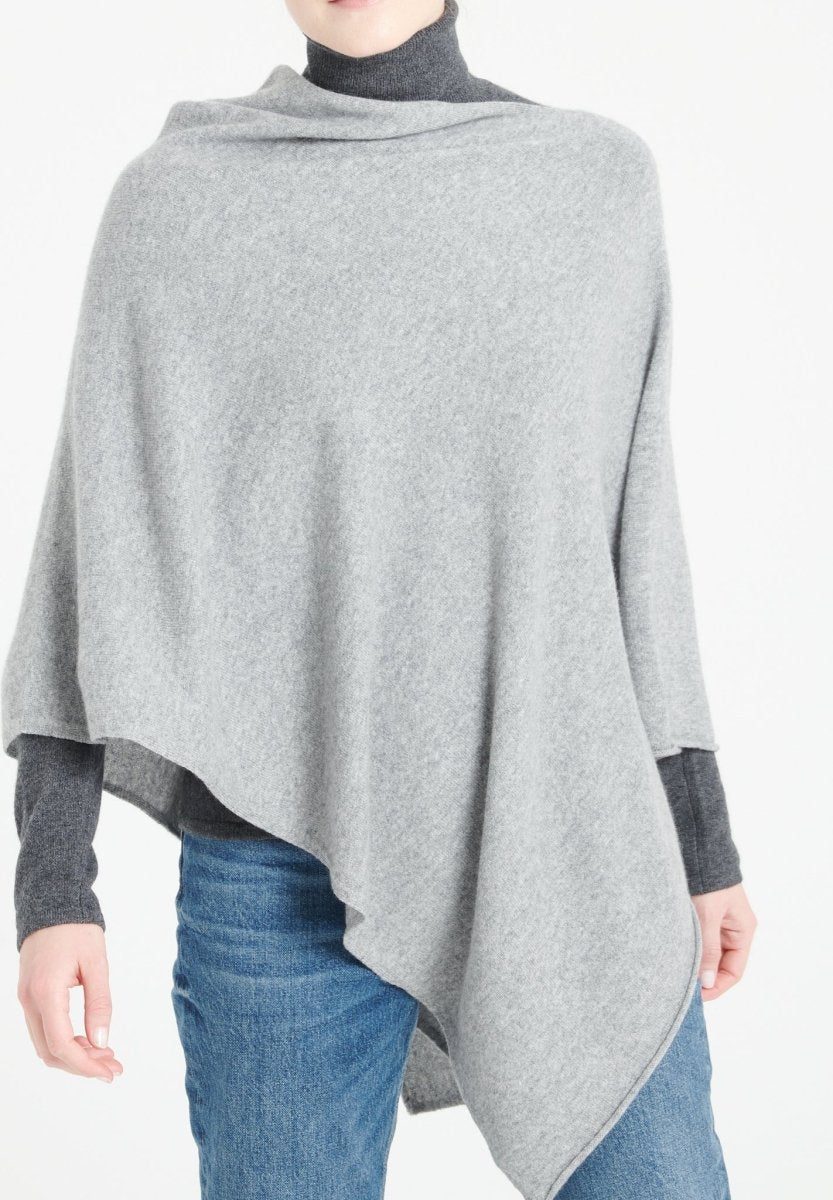 LILLY 9 Poncho col V en cachemire gris clair - Studio cashmere8