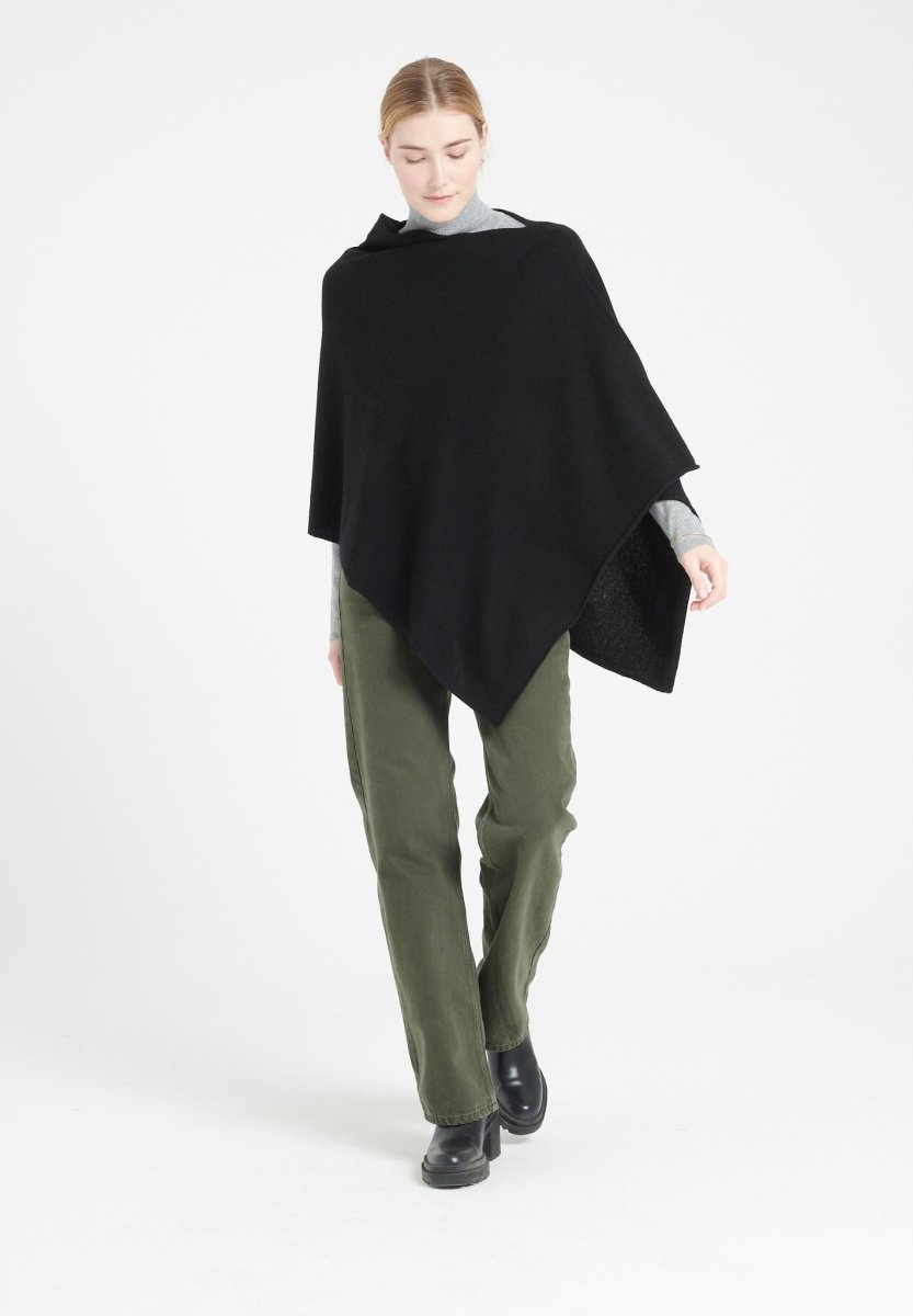 LILLY 9 Poncho col V en cachemire noir - Studio cashmere8