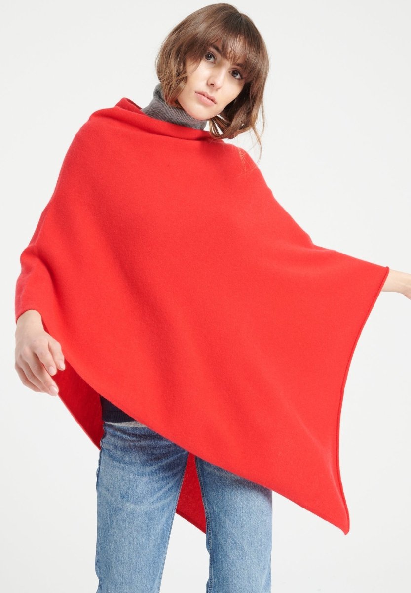 LILLY 9 Poncho col V en cachemire rouge - Studio cashmere8