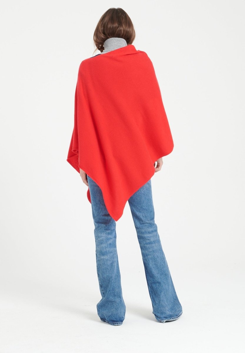 LILLY 9 Poncho col V en cachemire rouge - Studio cashmere8