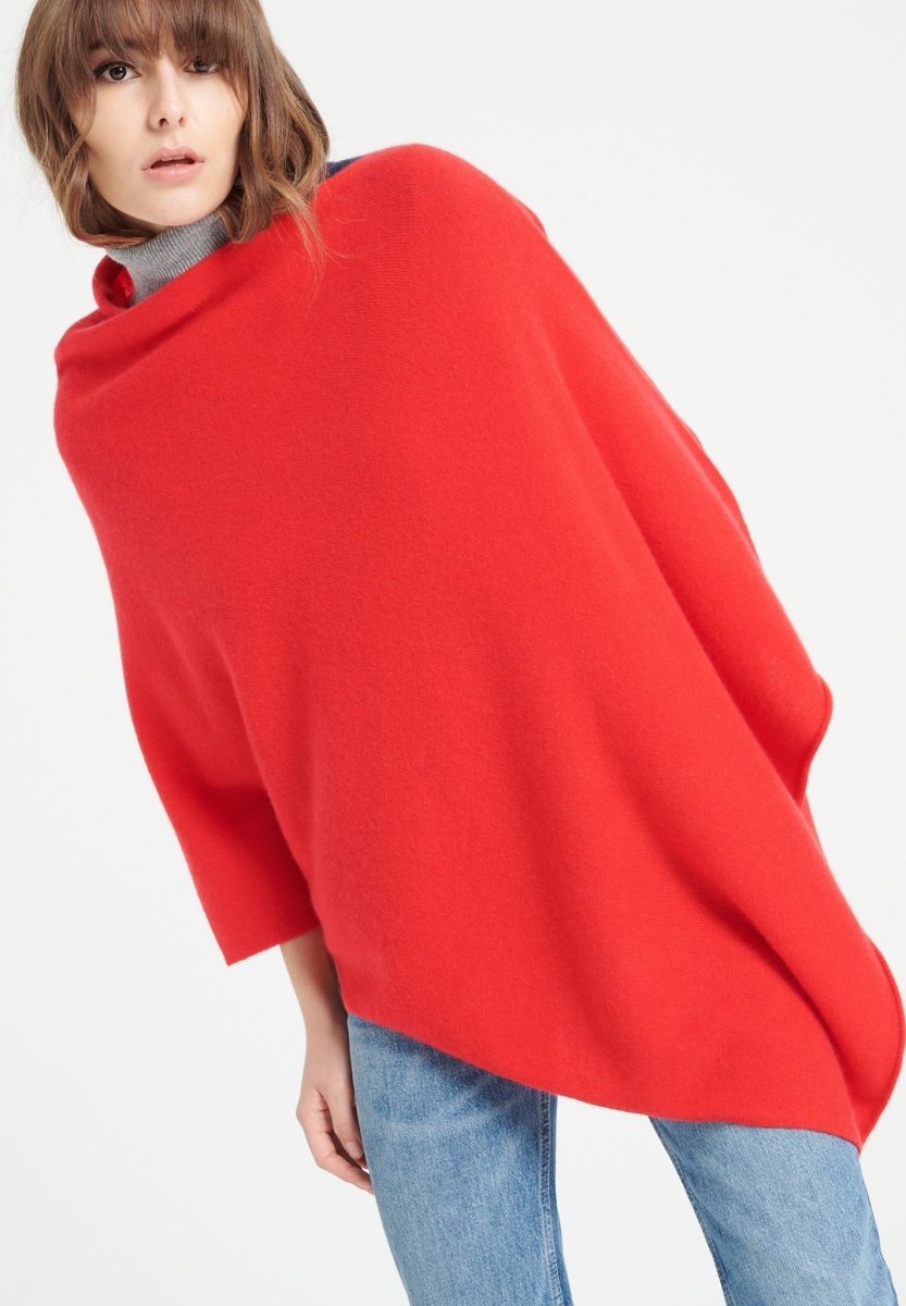 LILLY 9 Poncho col V en cachemire rouge - Studio cashmere8