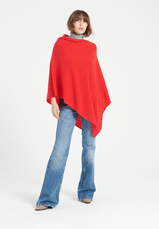 LILLY 9 Poncho col V en cachemire rouge - Studio cashmere8