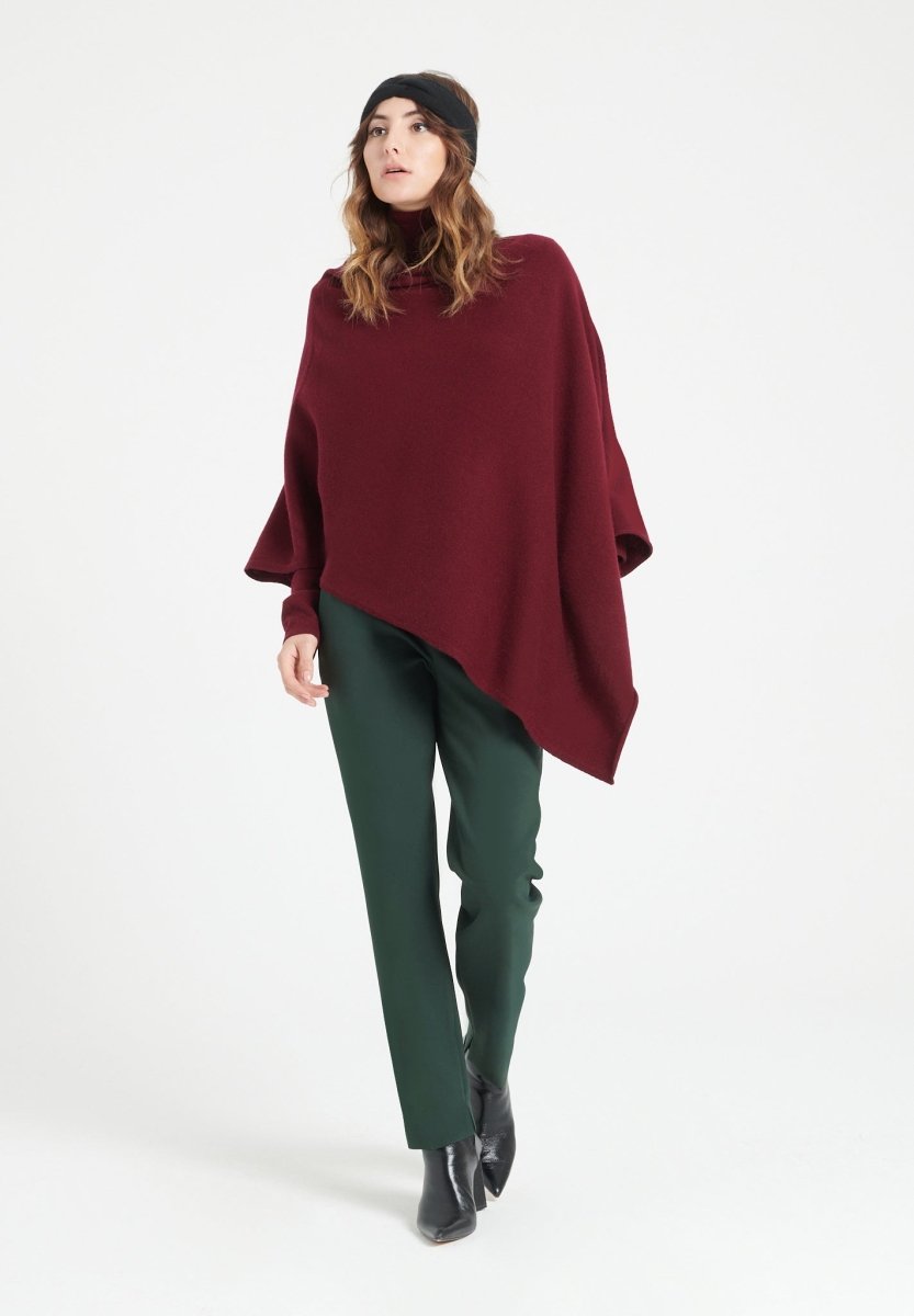 LILLY 9 Poncho col V en cachemire rouge bordeaux - Studio cashmere8