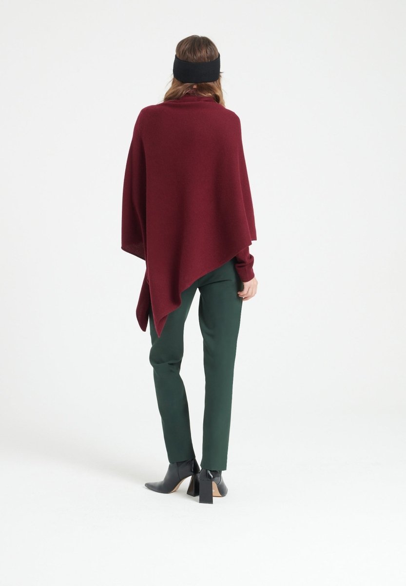 LILLY 9 Poncho col V en cachemire rouge bordeaux - Studio cashmere8