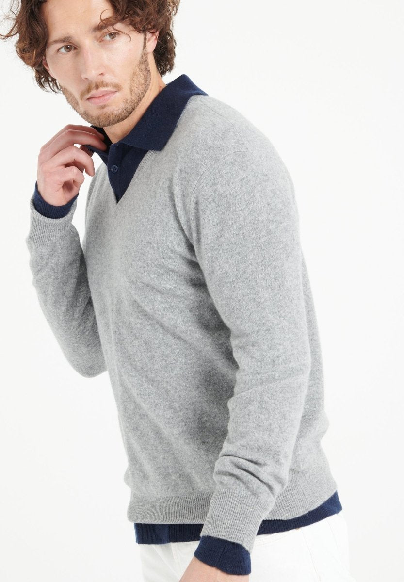 LUKE 1 Pull col V en cachemire gris clair - Studio cashmere8