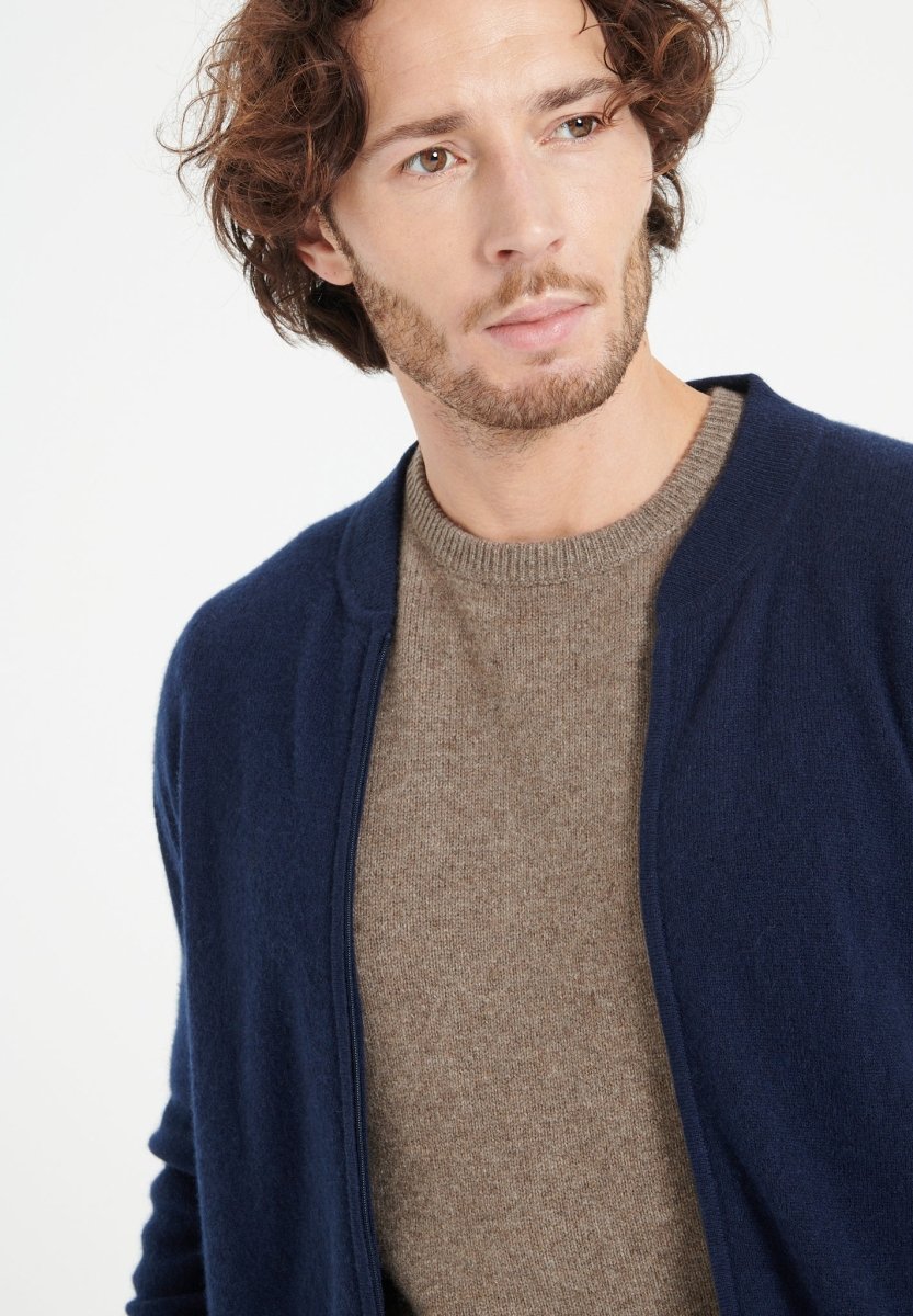 LUKE 10 Cardigan col bomber en cachemire bleu marine - Studio cashmere8