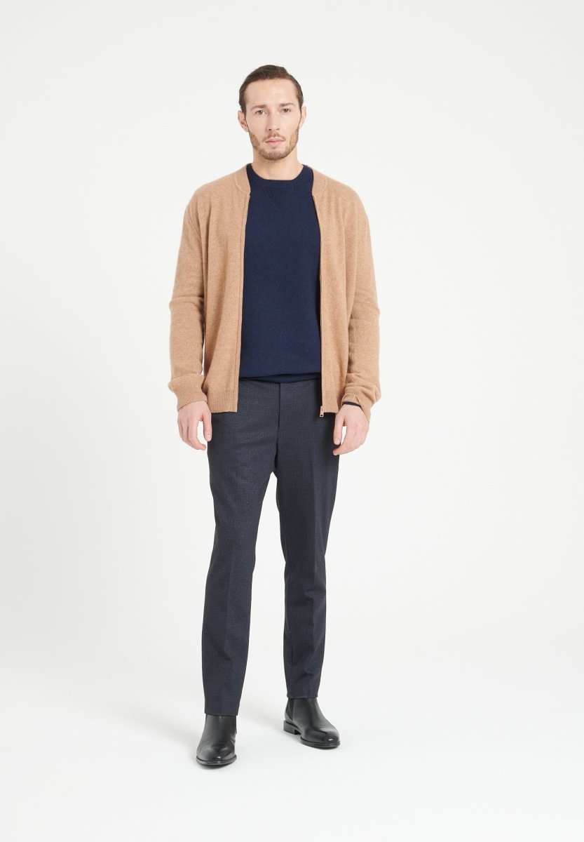 LUKE 10 Cardigan col bomber en cachemire camel - Studio cashmere8