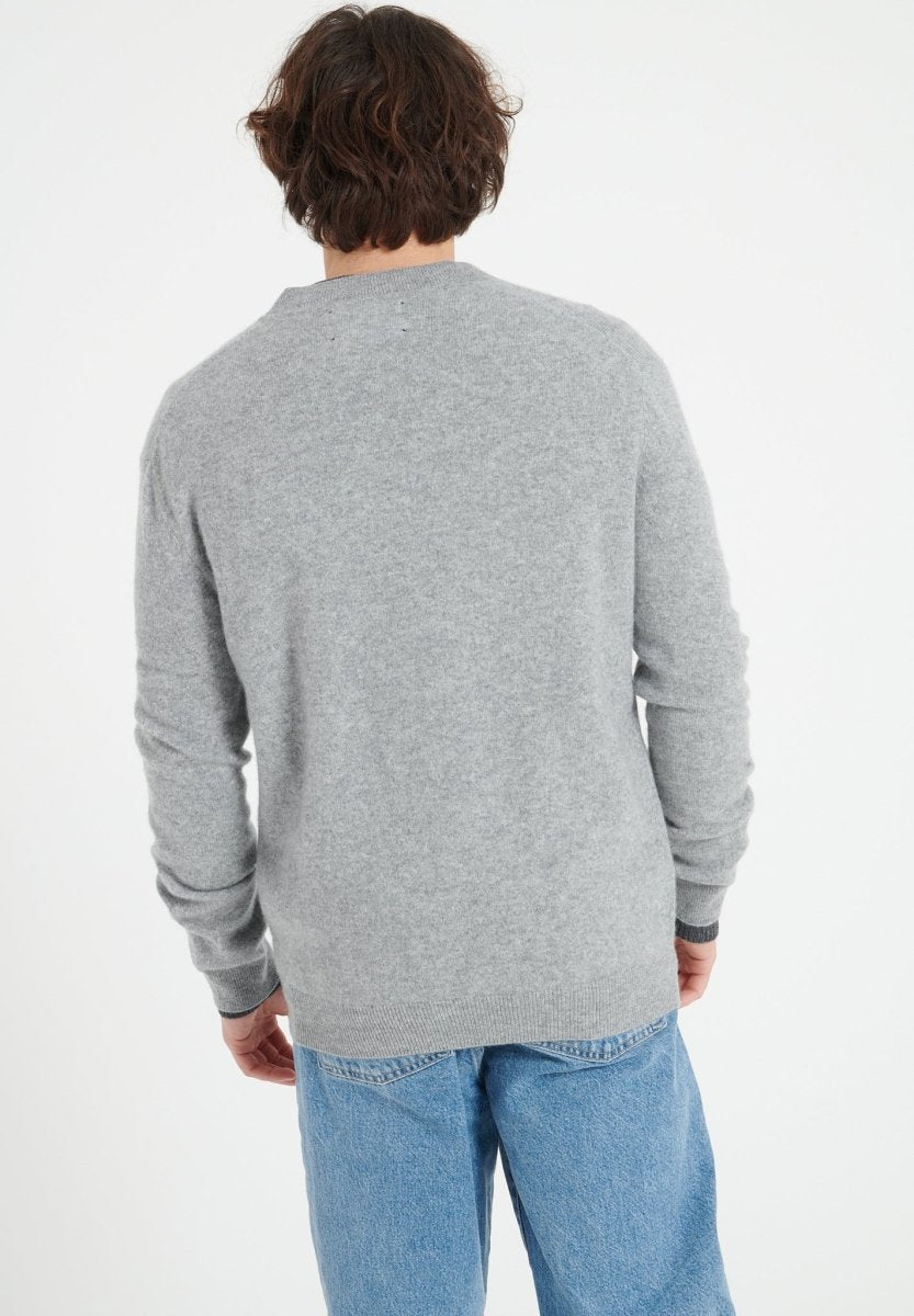 LUKE 10 Cardigan col bomber en cachemire gris clair - Studio cashmere8