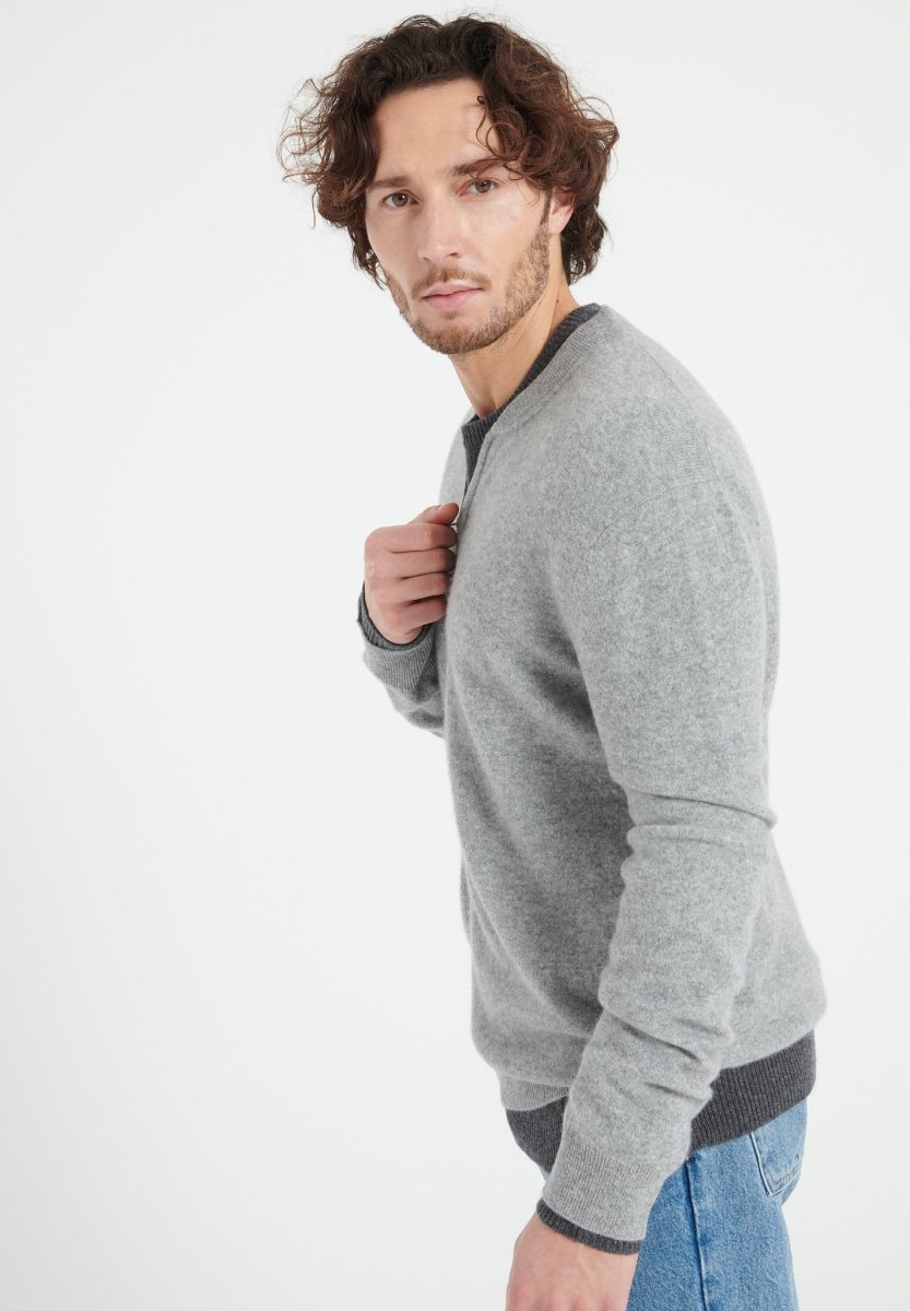 LUKE 10 Cardigan col bomber en cachemire gris clair - Studio cashmere8