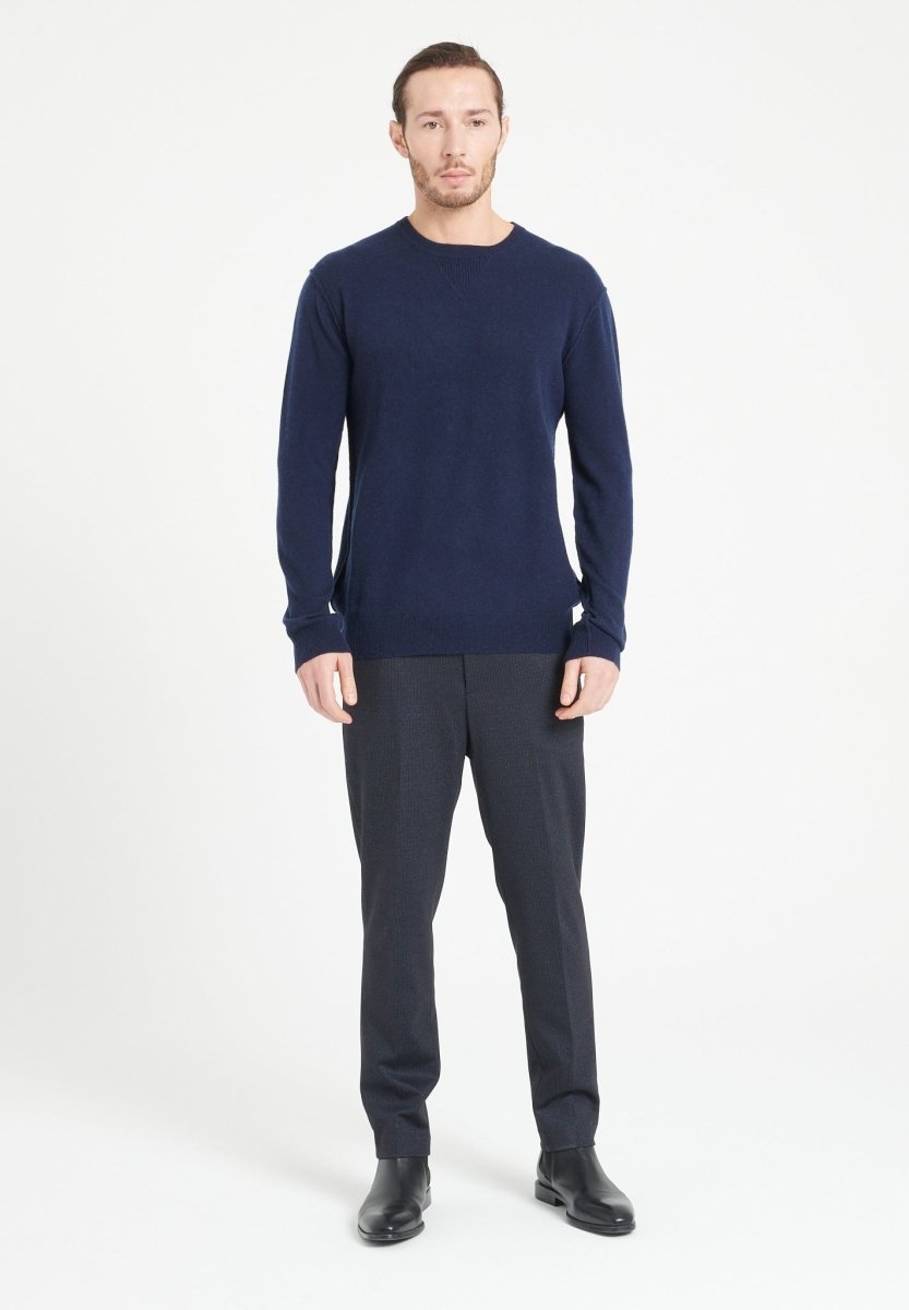 LUKE 12 Pull col rond en cachemire bleu marine - Studio cashmere8