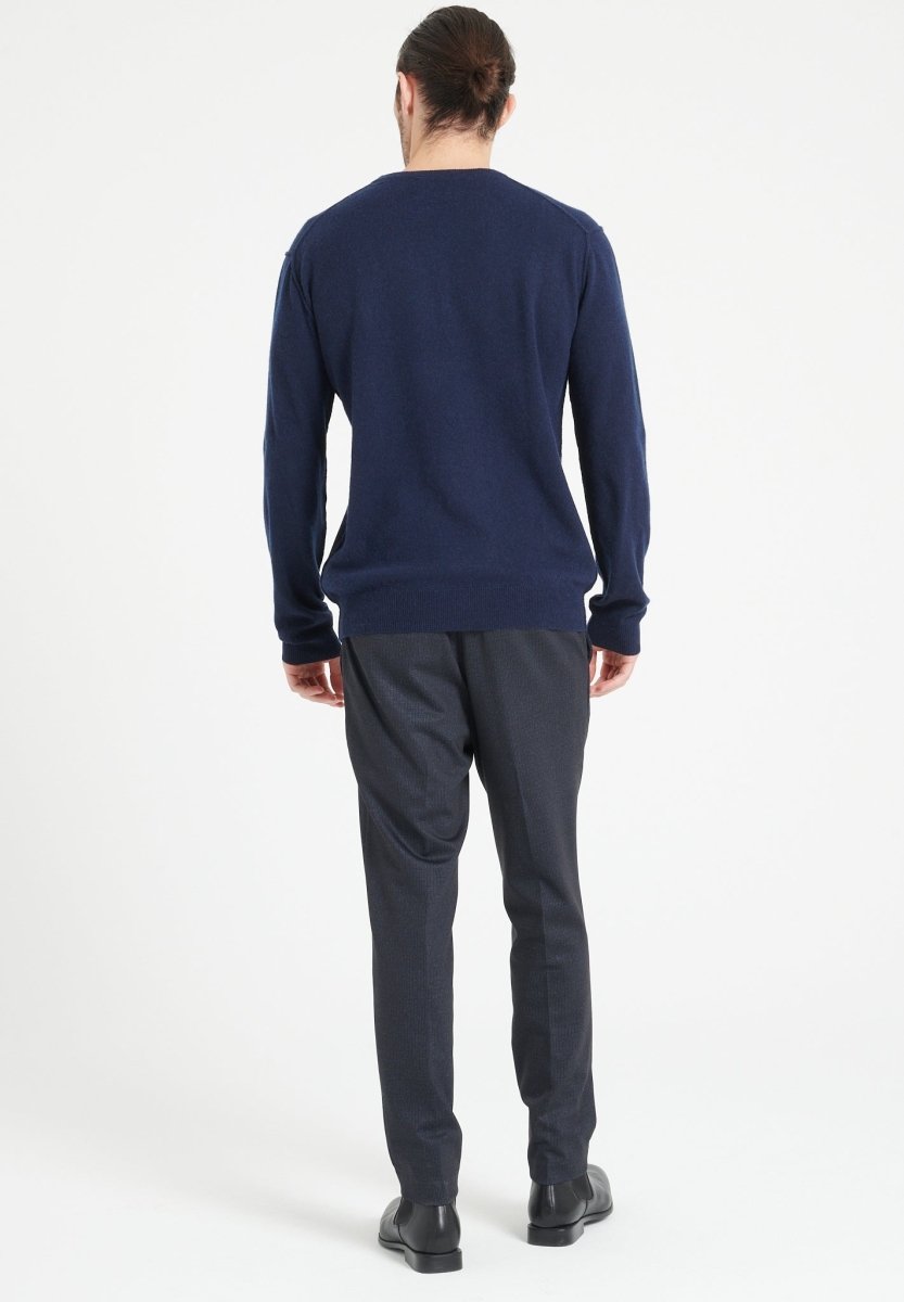 LUKE 12 Pull col rond en cachemire bleu marine - Studio cashmere8