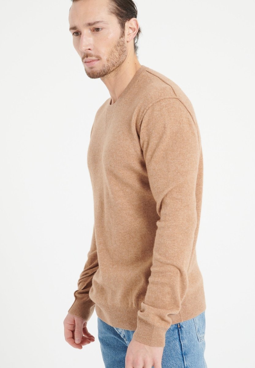 LUKE 12 Pull col rond en cachemire camel - Studio cashmere8