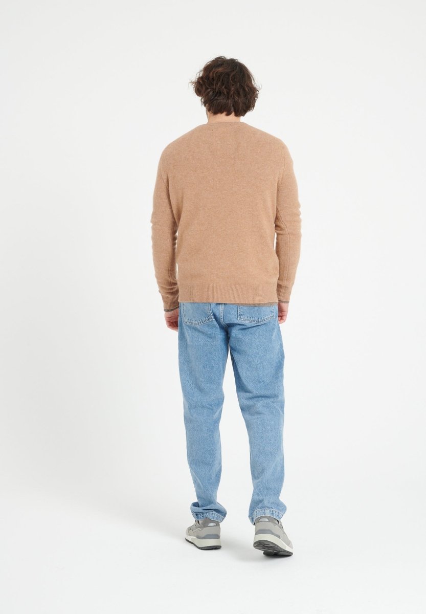 LUKE 14 Pull col rond en cachemire 4 fils camel - Studio cashmere8