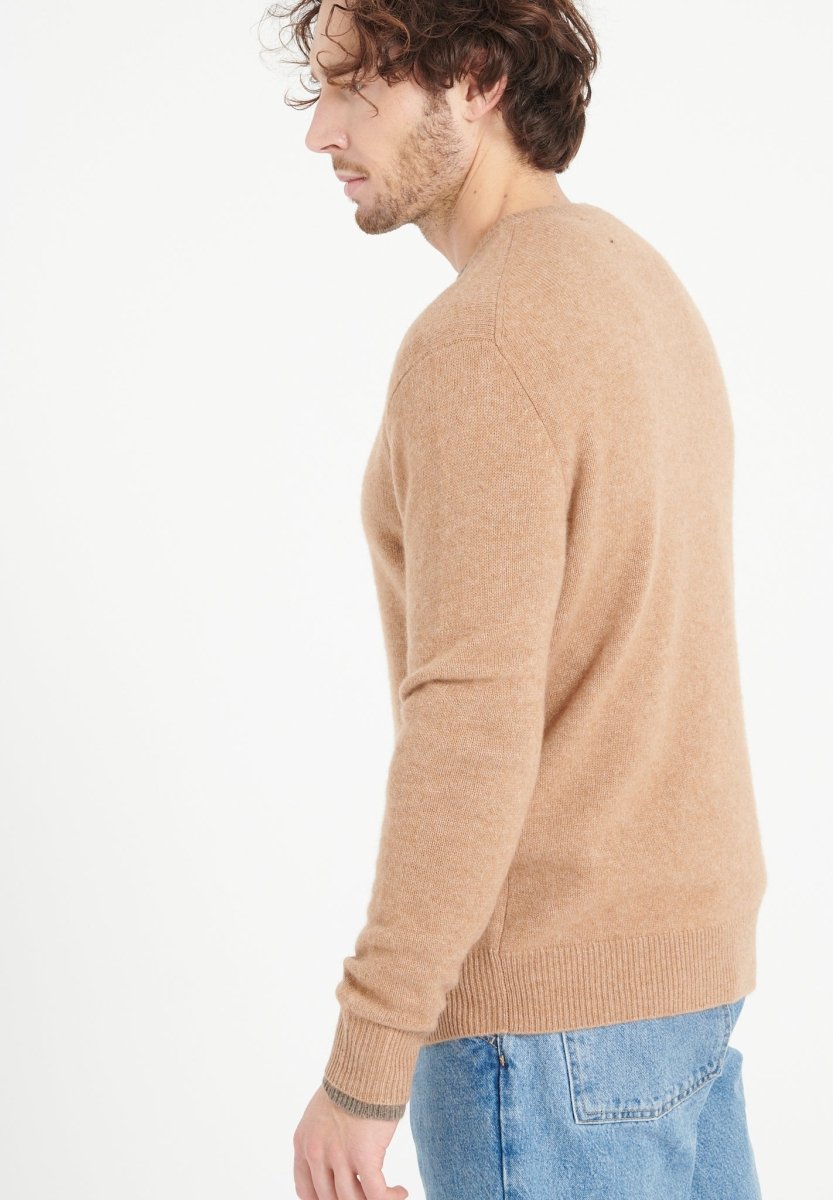 LUKE 14 Pull col rond en cachemire 4 fils camel - Studio cashmere8