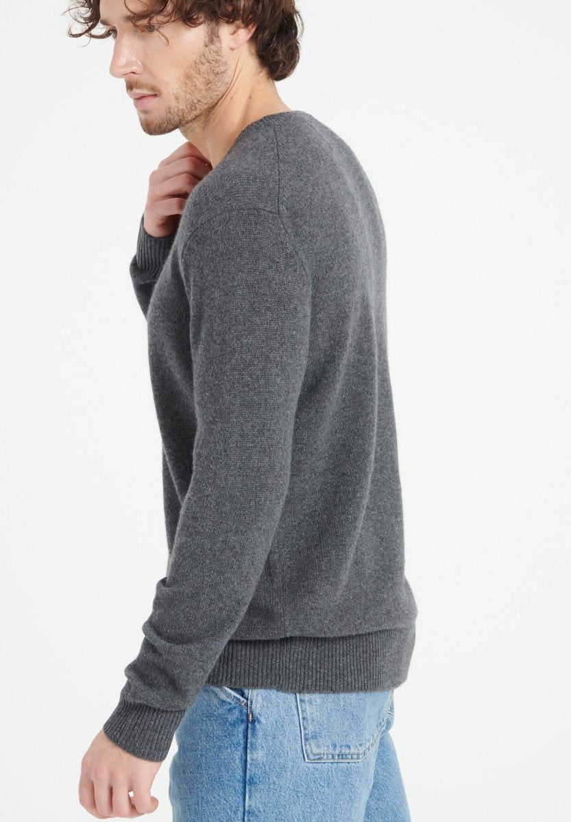 LUKE 14 Pull col rond en cachemire 4 fils gris anthracite - Studio cashmere8