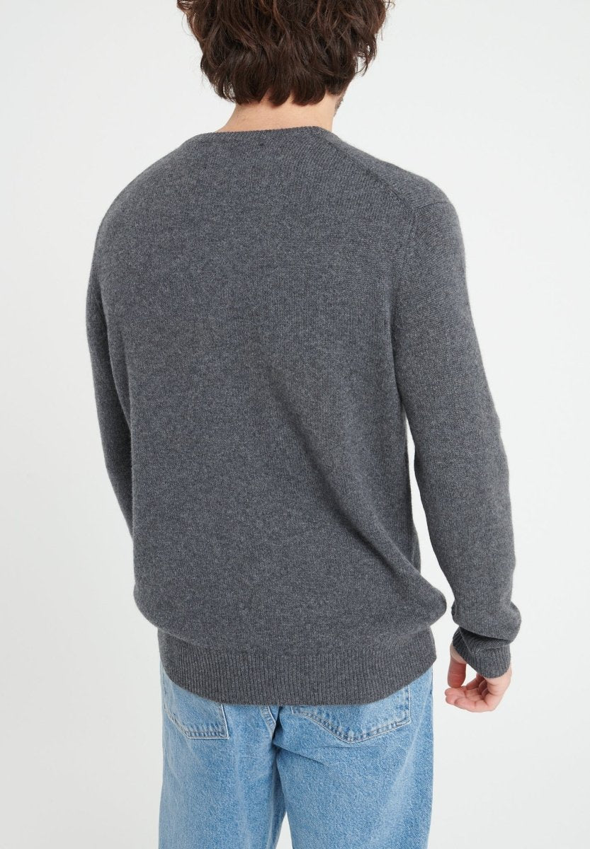 LUKE 14 Pull col rond en cachemire 4 fils gris anthracite - Studio cashmere8