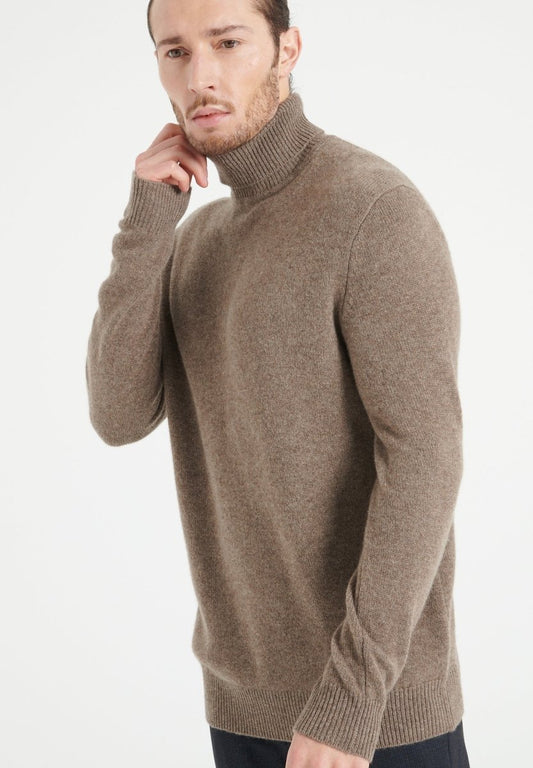 LUKE 15 Pull col roulé en cachemire 4 fils taupe - Studio cashmere8